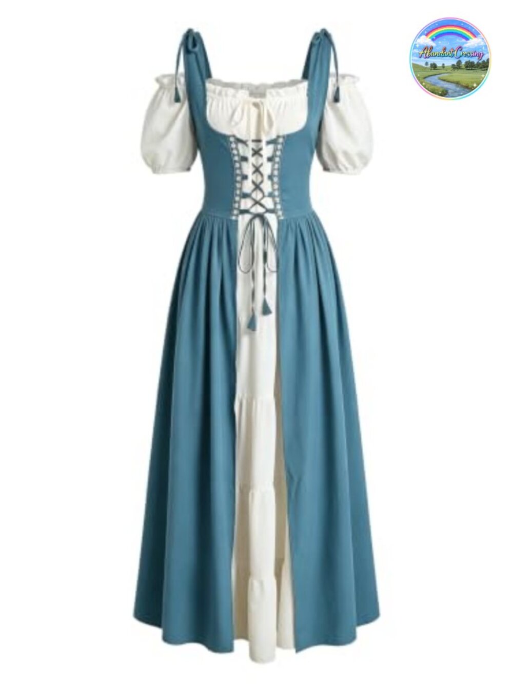 Renaissance Costume Women Medieval Dress with Chemise and Overdress